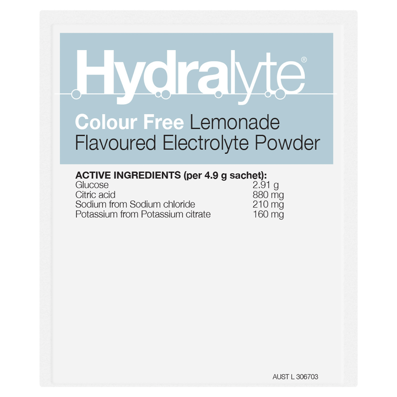 Hydralyte Electrolyte Powder Colourfree Lemonade Flavoured 10 Pack