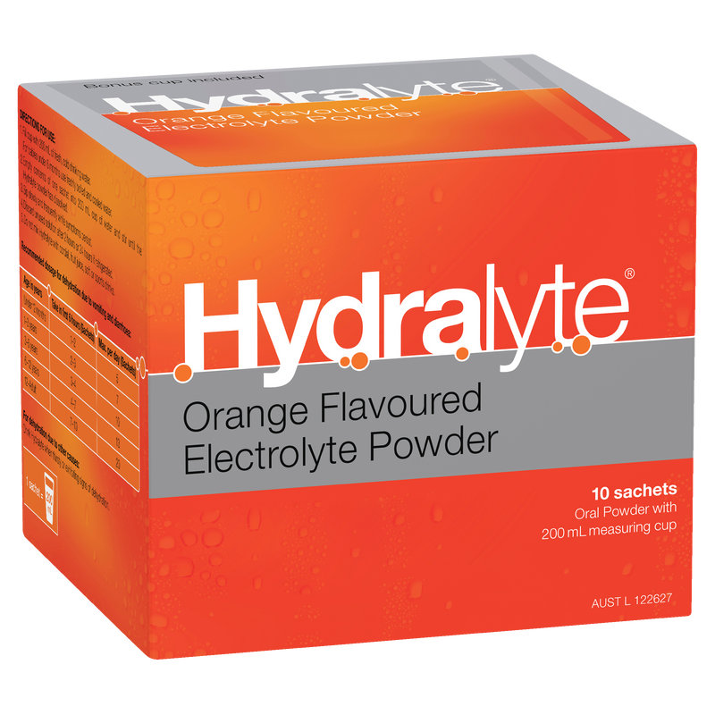 Hydralyte Orange Flavoured Electrolyte Powder 10 Sachets