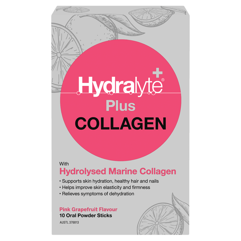 Hydralyte Plus Collagen Pink Grapefruit 10 Sticks