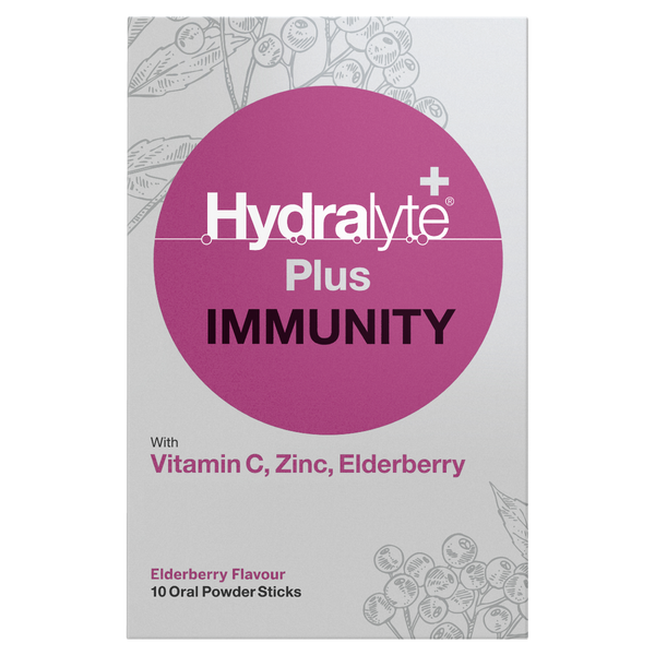 Hydralyte Plus Immunity with Vitamin C, Zinc, Elderberry 10 Sticks