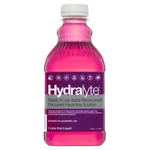 Hydralyte Ready to use Apple Blackcurrant Flavoured Electrolyte Solution 1L
