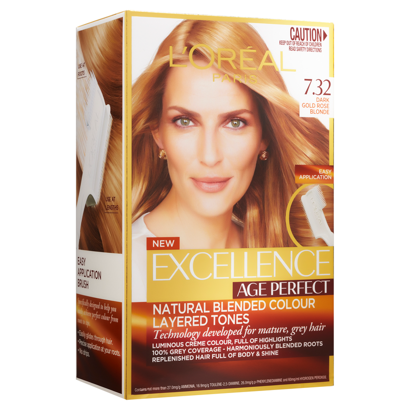 L'Oréal Paris Excellence Age Perfect Permanent Hair Colour 7.32 Dark Gold Rose Blonde
