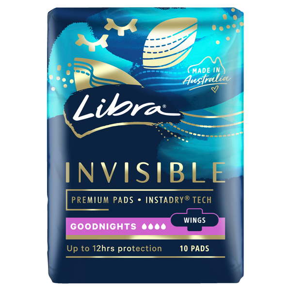 Libra Invisible Pads Goodnights Wings 10 pack