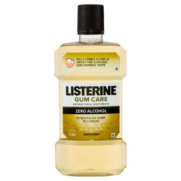 Listerine Gum Care Zero Alcohol Antibacterial Mouthwash Gentle Mint 1 Litre