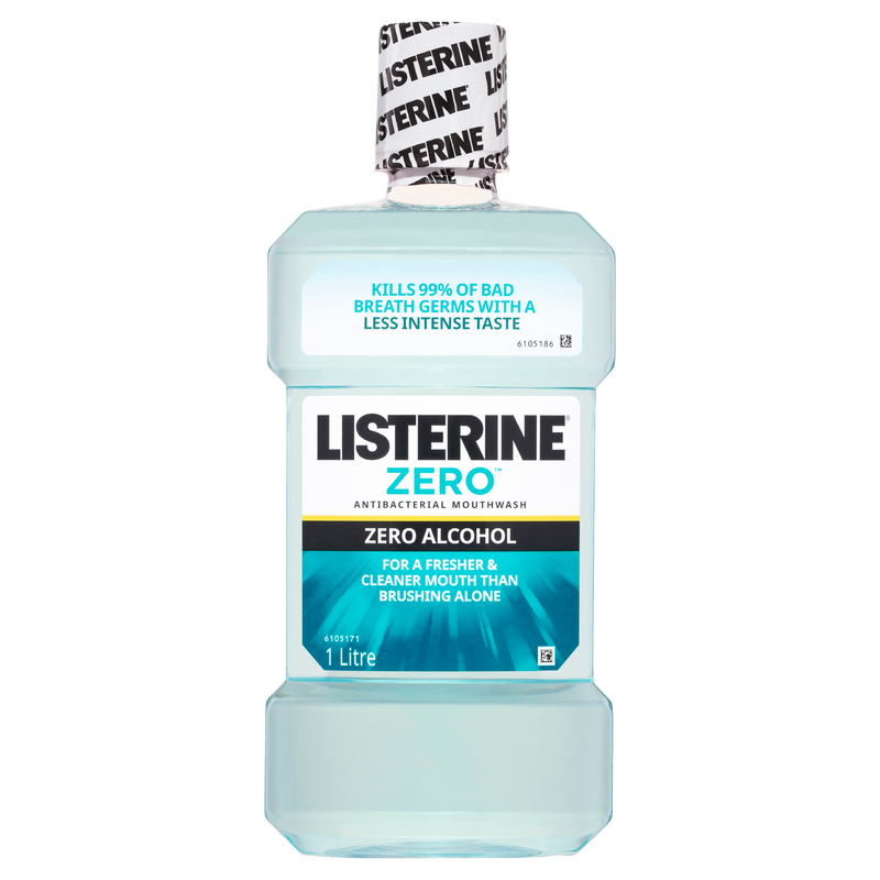 Listerine Zero Alcohol Antibacterial Mouthwash Less Intense Taste 1 Litre