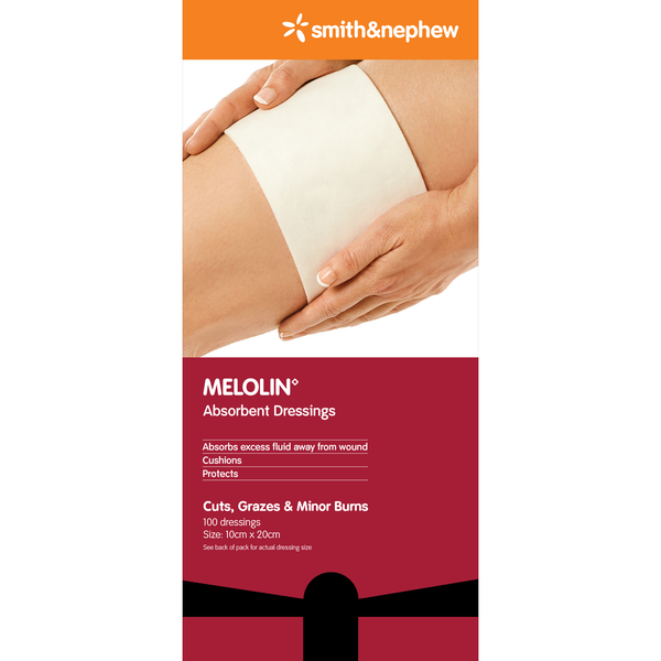 MELOLIN Low Adherent Absorbent Wound Dressing 10cm x 20cm Single Unit
