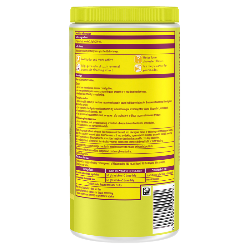 Metamucil Multi-Health Fibre with 100% Psyllium Natural Psyllium Lemon Lime Smooth 114D 673g