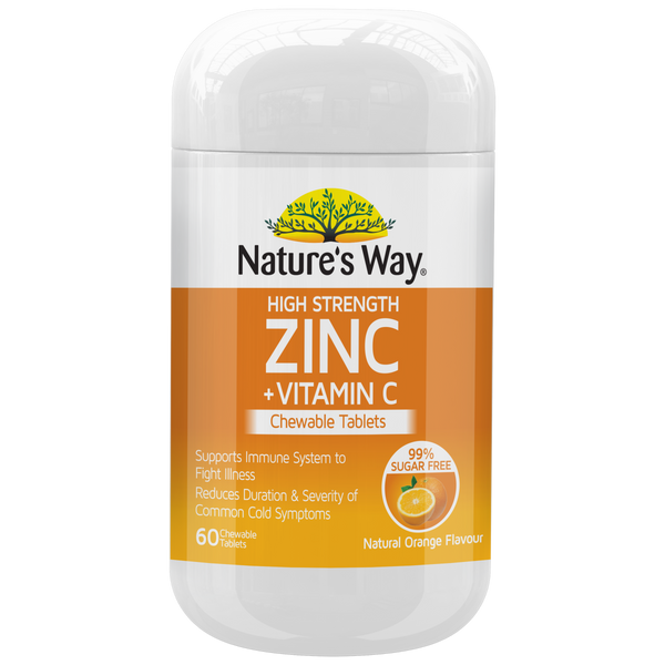 Nature's Way High Strength Zinc + Vitamin C Chewable 60 Tablets