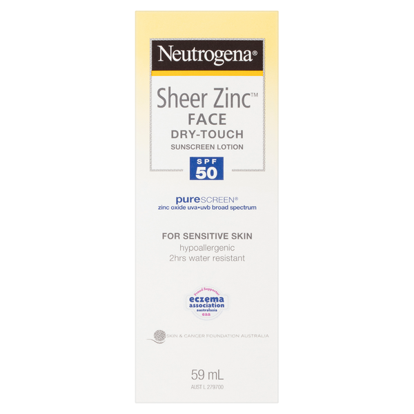 Neutrogena Sheer Zinc Face Sunscreen Lotion SPF50 59ml
