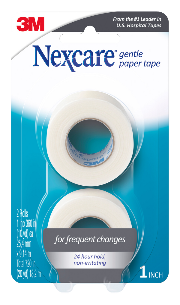 Nexcare Gentle Paper Tape 2/Pk 25.4mm X 9.1m