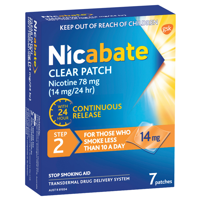 Nicabate Clear Patch Step 2 14mg 7 Patches