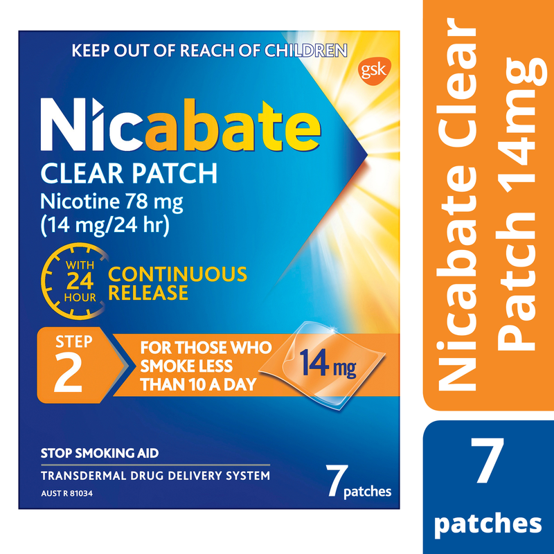Nicabate Clear Patch Step 2 14mg 7 Patches