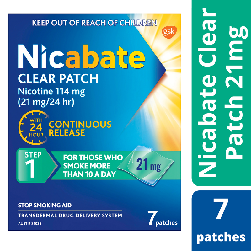 Nicabate Clear Patch Nicotine Step 1 21mg 7 Patches