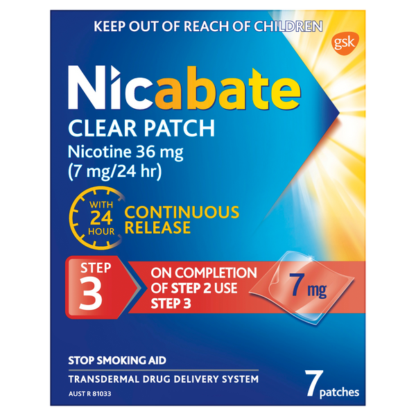 Nicabate Clear Patch Nicotine Step 3 7mg 7 Patches