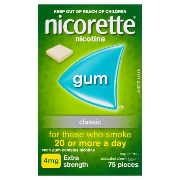 Nicorette Quit Smoking Extra Strength Nicotine Gum Classic 75 Pack