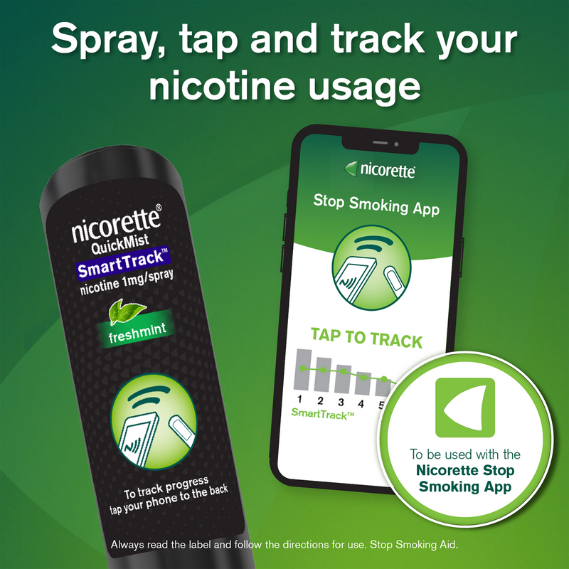 Nicorette Quit Smoking QuickMist Nicotine Mouth Spray Smart Track 2 x 150 Sprays