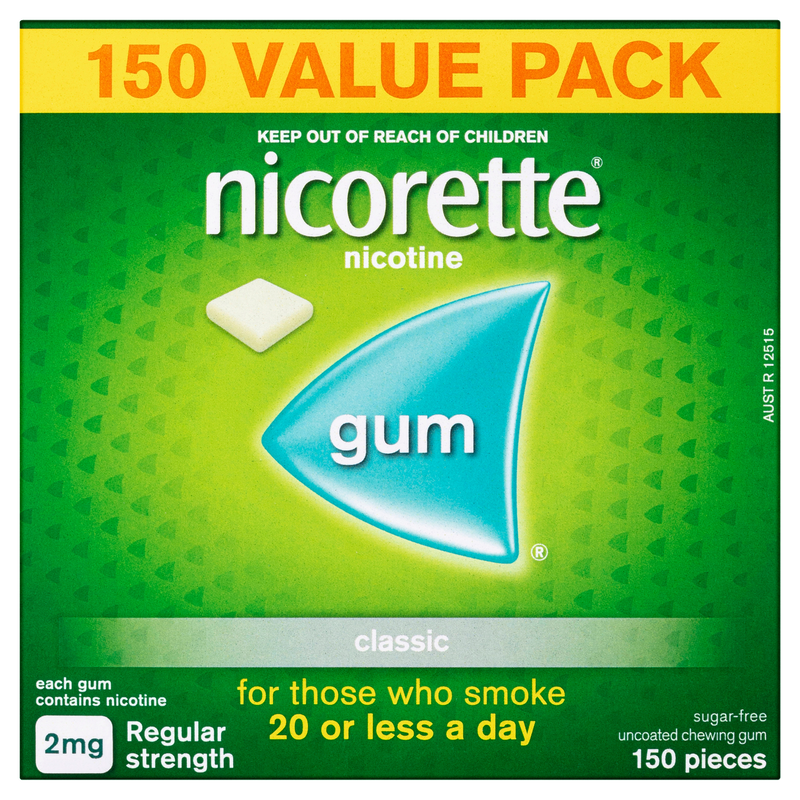 Nicorette Quit Smoking Regular Strength Nicotine Gum Classic 150 Pieces