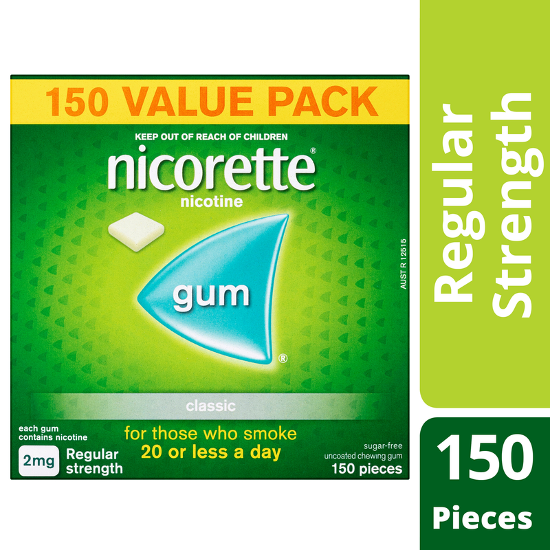 Nicorette Quit Smoking Regular Strength Nicotine Gum Classic 150 Pieces