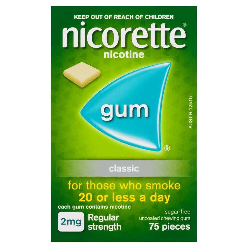 Nicorette Quit Smoking Regular Strength Nicotine Gum Classic 75 Pack
