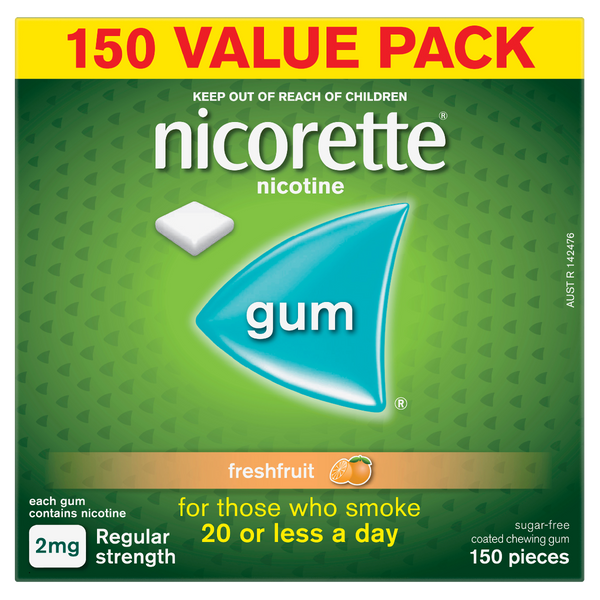 Nicorette Nicotine Gum Freshfruit 2mg 150 Pieces