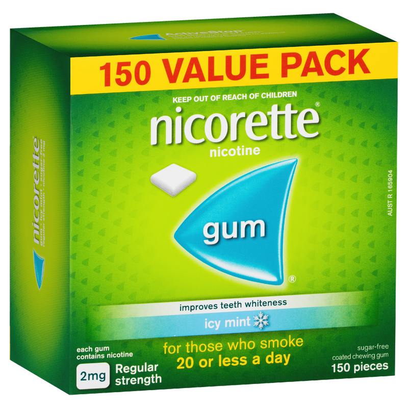 Nicorette Quit Smoking Regular Strength Nicotine Gum Icy Mint 150 Pack