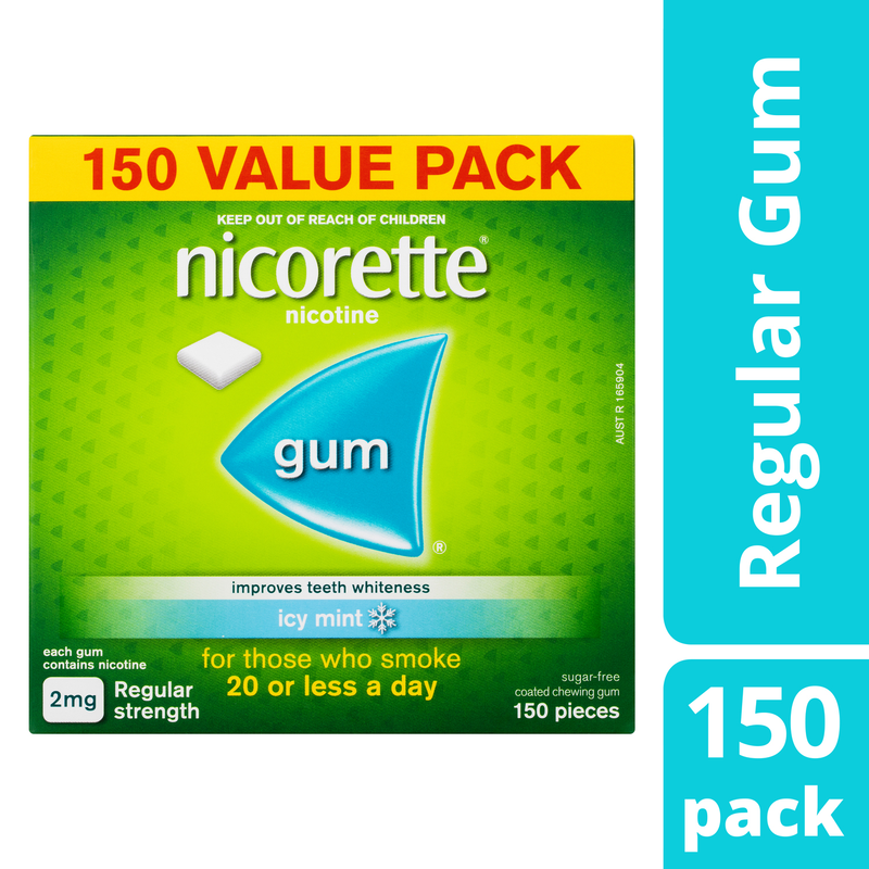 Nicorette Quit Smoking Regular Strength Nicotine Gum Icy Mint 150 Pack