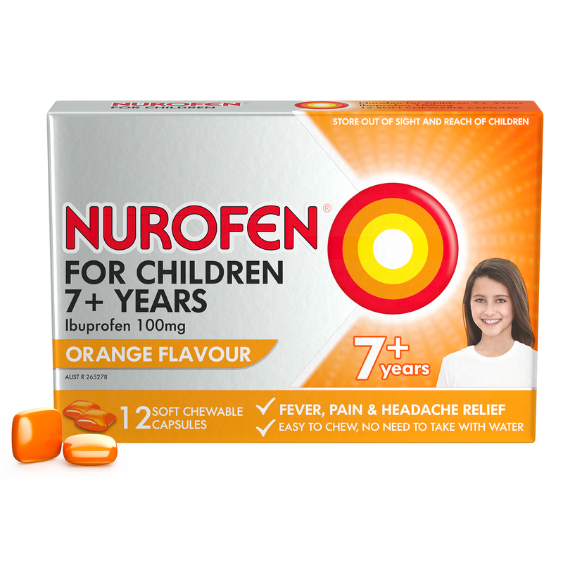Nurofen For Children 7+ Orange Chewable Capsules 12