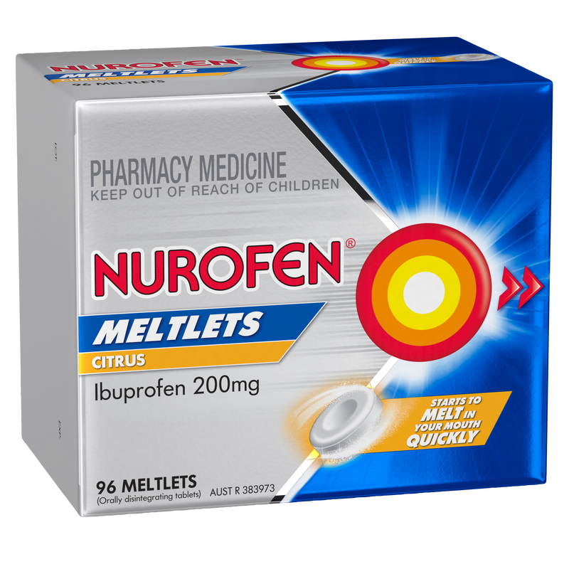Nurofen Meltlets Citrus 200mg Ibuprofen 96 Meltlets