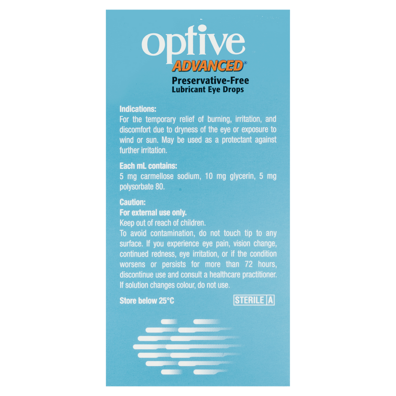 Optive Advanced Preservative-Free Lubricant Eye Drops 30 x 0.4ml