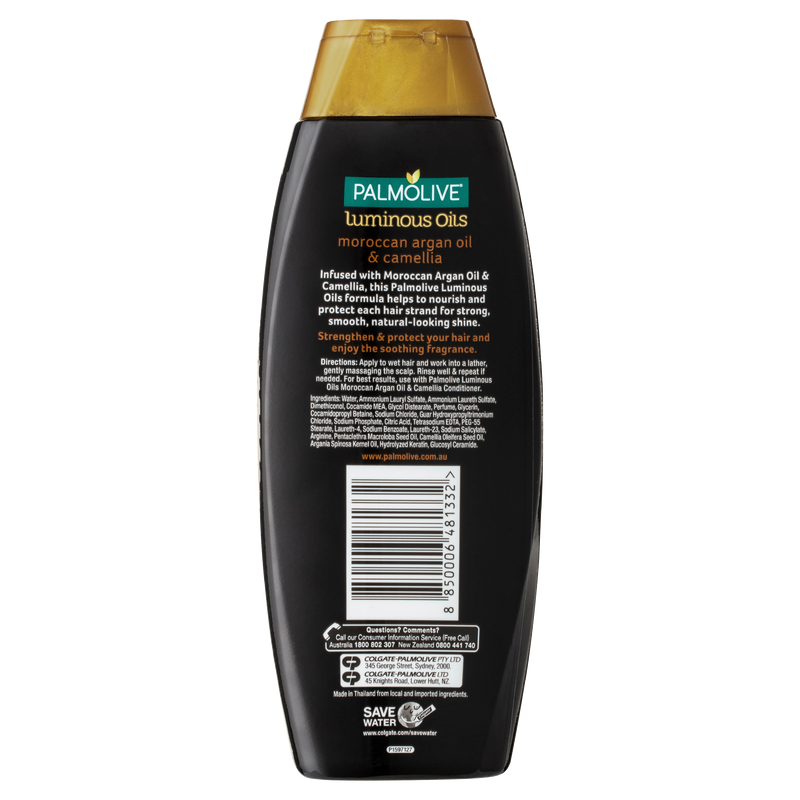 Palmolive Luminous Oils Hair Shampoo, 350mL, Moroccan Argan Oil and Camellia, Strengthen and Protect