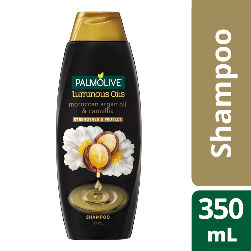 Palmolive Luminous Oils Hair Shampoo, 350mL, Moroccan Argan Oil and Camellia, Strengthen and Protect