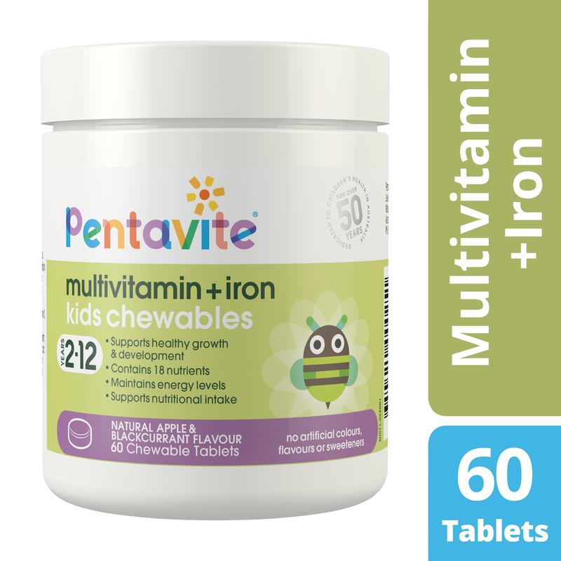 Pentavite Multivitamin + Iron Kids Chewables 60 Tablets