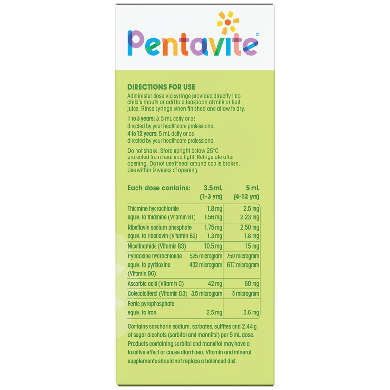 Pentavite Multivitamin + Iron Liquid for Kids 200mL