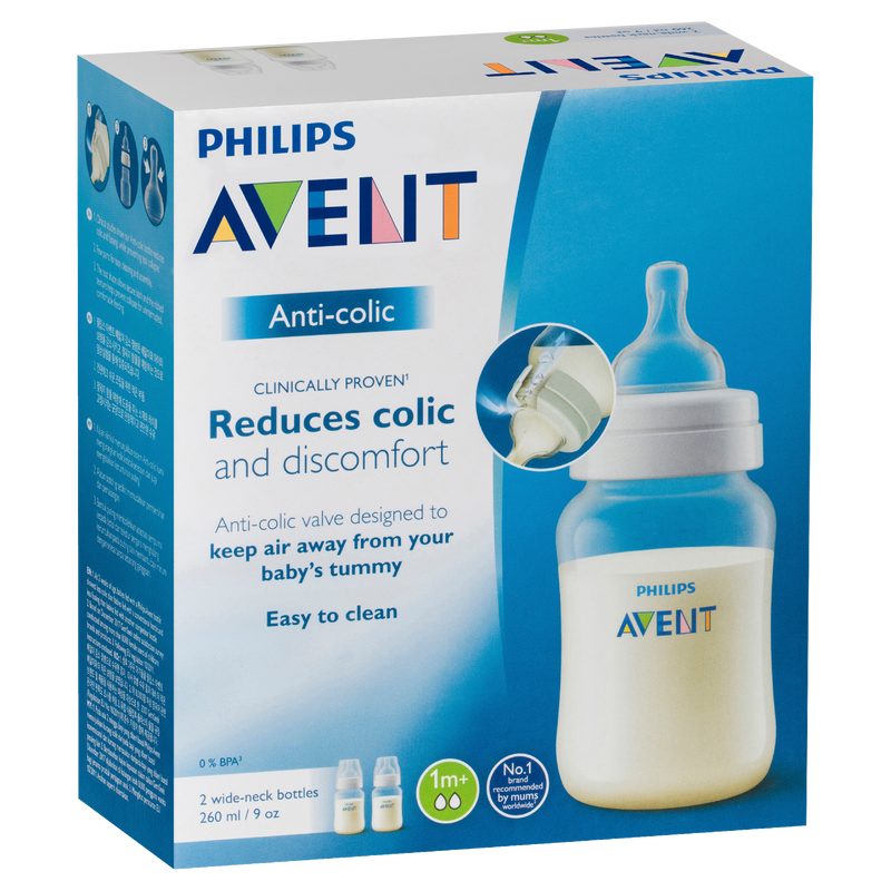 Philips Avent Anti-Colic Wide Necl Bottles  2 x 260ml