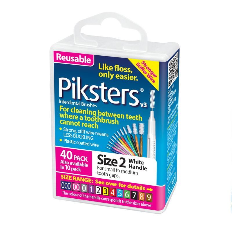 Piksters Interdental Brushes White Size 2 40 Pack