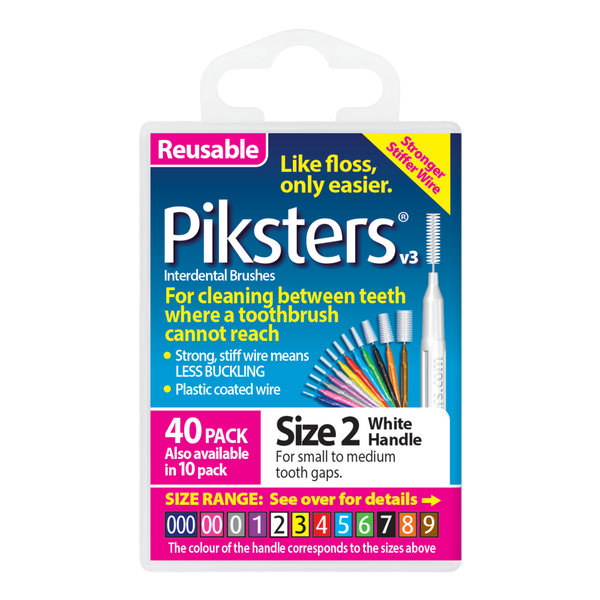 Piksters Interdental Brushes White Size 2 40 Pack
