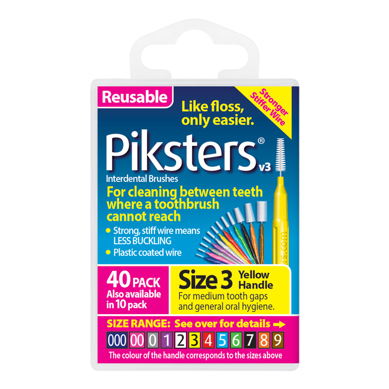 Piksters Interdental Brushes Yellow Size 3 40 Pack
