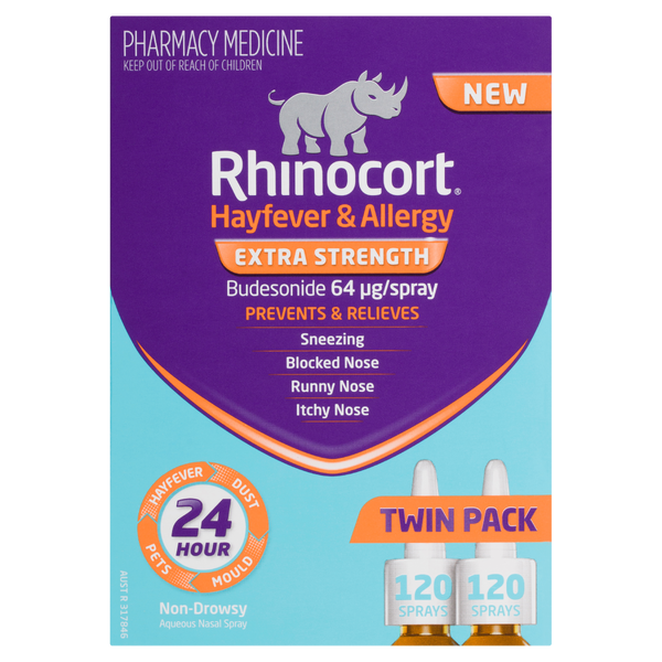 Rhinocort Extra Strength Hayfever & Allergy Nasal Spray 120 Sprays x 2 Pack