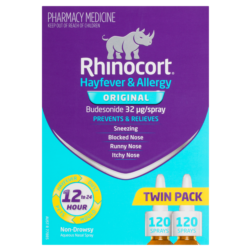 Rhinocort Original Hayfever & Allergy Nasal Spray 120 Sprays x 2 Pack