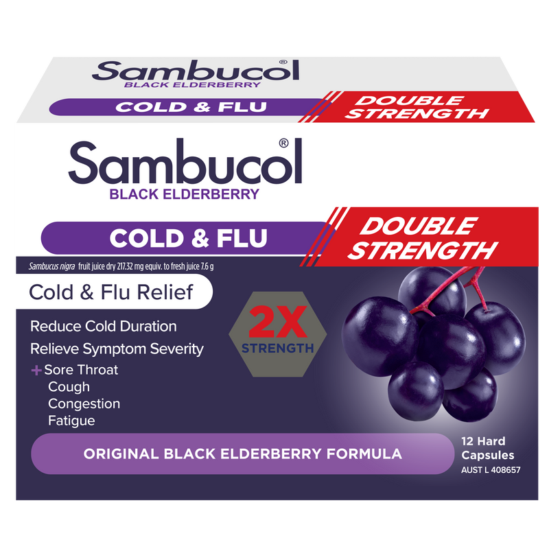 Sambucol Double Strength Cold & Flu Relief 12 Capsules