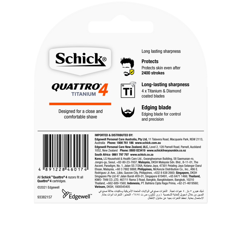 Schick Quattro Titanium 4 Blades Refill 4 pack