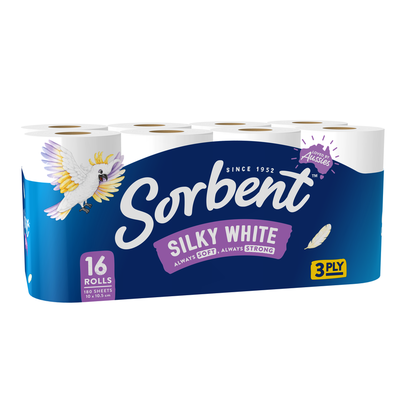 Sorbent Silky White Toilet Tissue 16 Rolls