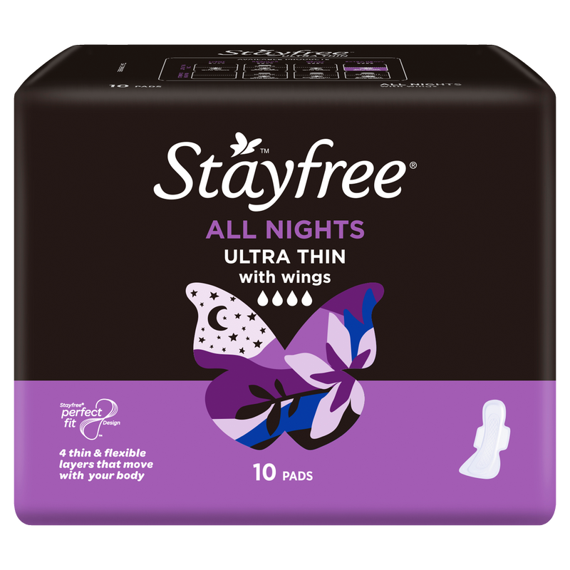 Stayfree Ultra Thin All Nights Pads With Wings 10 Pack