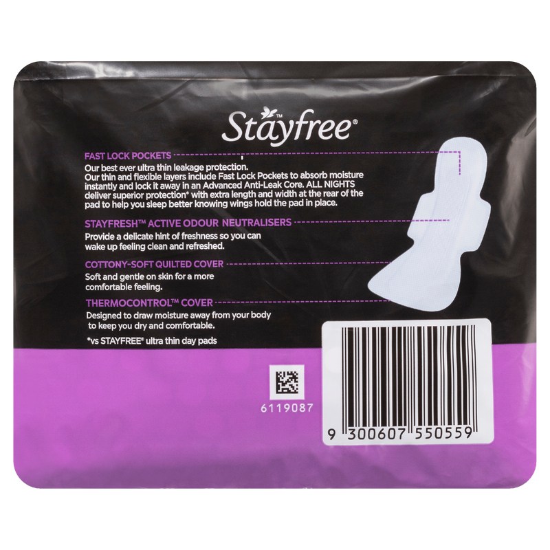 Stayfree Ultra Thin All Nights Pads With Wings 10 Pack