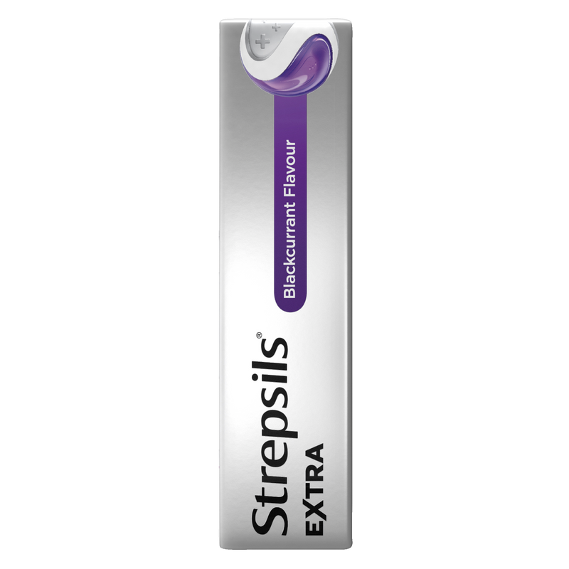 Strepsils Extra Blackcurrant Fast Numbing Sore Throat Pain Relief with Anaesthetic Lozenges 16 pack