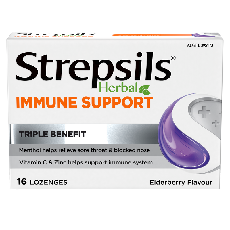 Strepsils Herbal Immune Support Lozenges Elderberry 16s