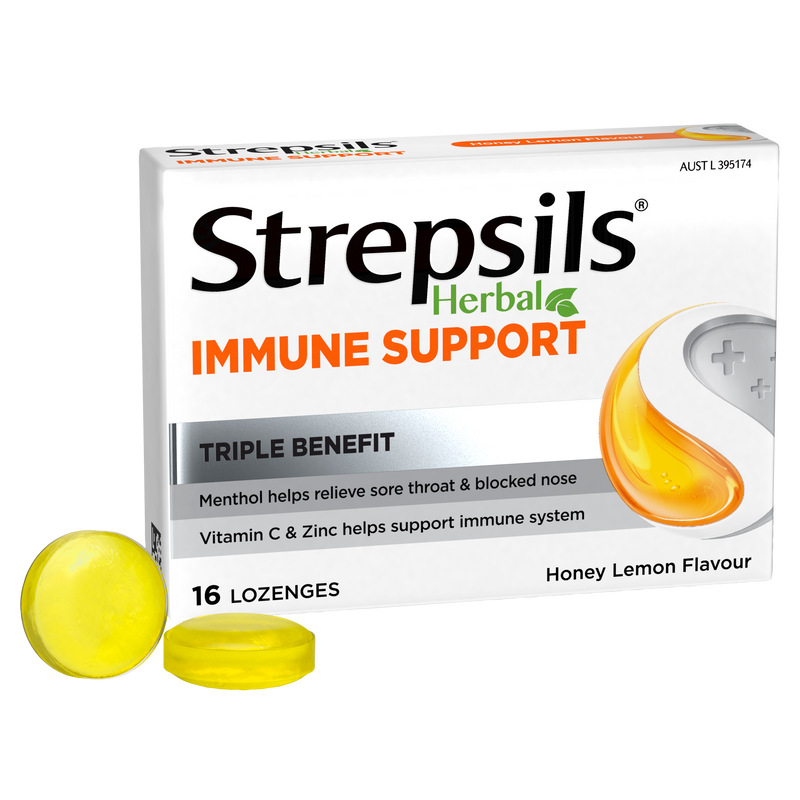 Strepsils Herbal Immune Support Lozenges Honey Lemon 16s