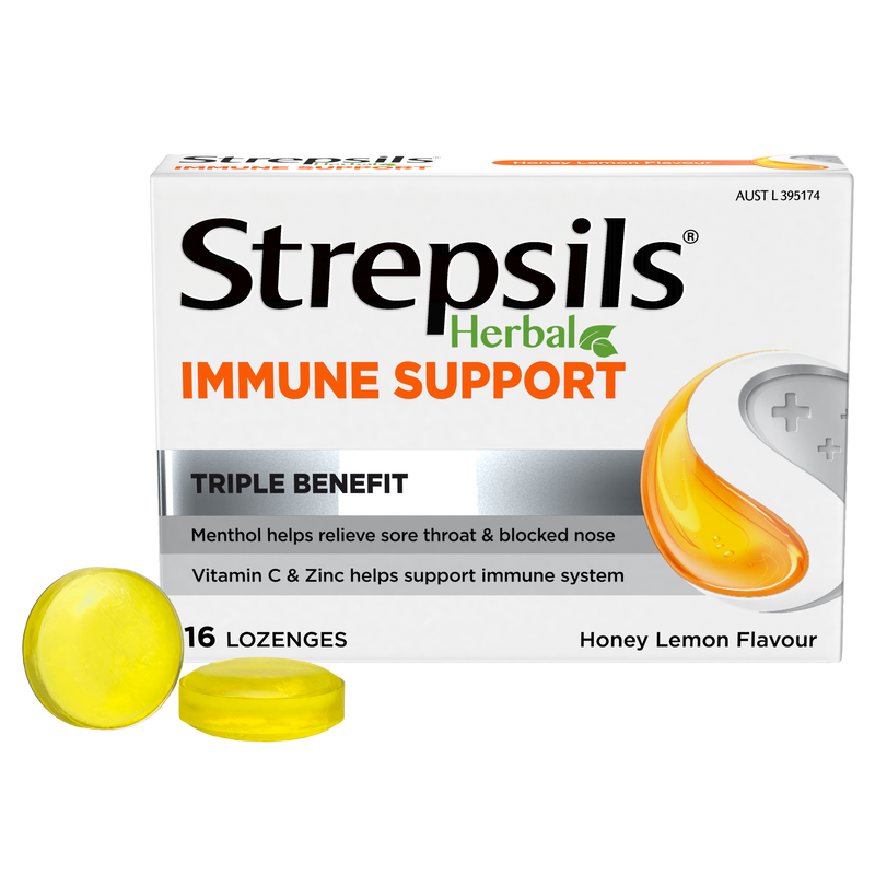 Strepsils Herbal Immune Support Lozenges Honey Lemon 16s
