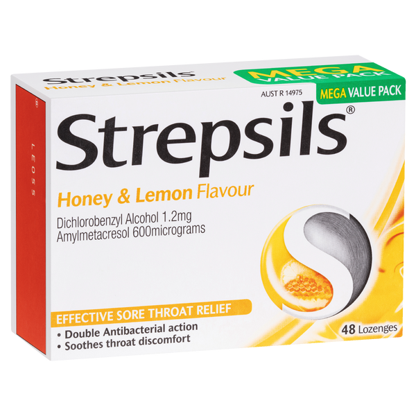Strepsils Soothing Sore Throat Lozenges Honey and Lemon 48 Pack