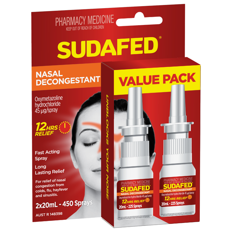 Sudafed Nasal Decongestant Spray Value Pack 2x20ml